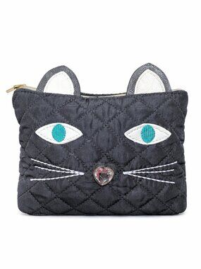 Betsey Johnson Cat Pouch–Black Spiral Stripe Bag for Cosmetics Pet Treats